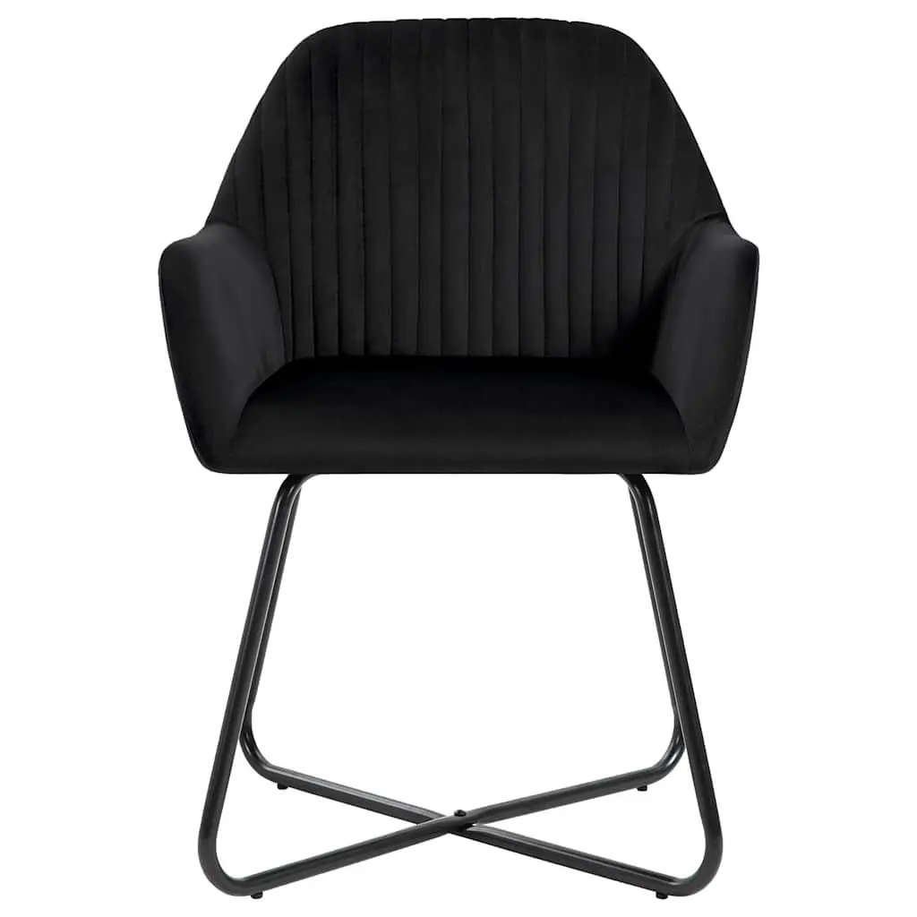 Dining Chairs Black Velvet Set of 6 Ergonomic Steel Legs