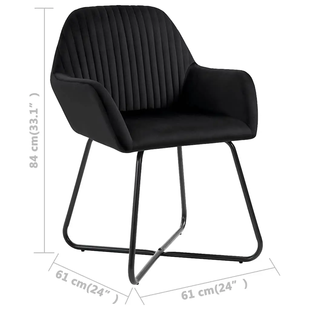 Dining Chairs Black Velvet Set of 6 Ergonomic Steel Legs