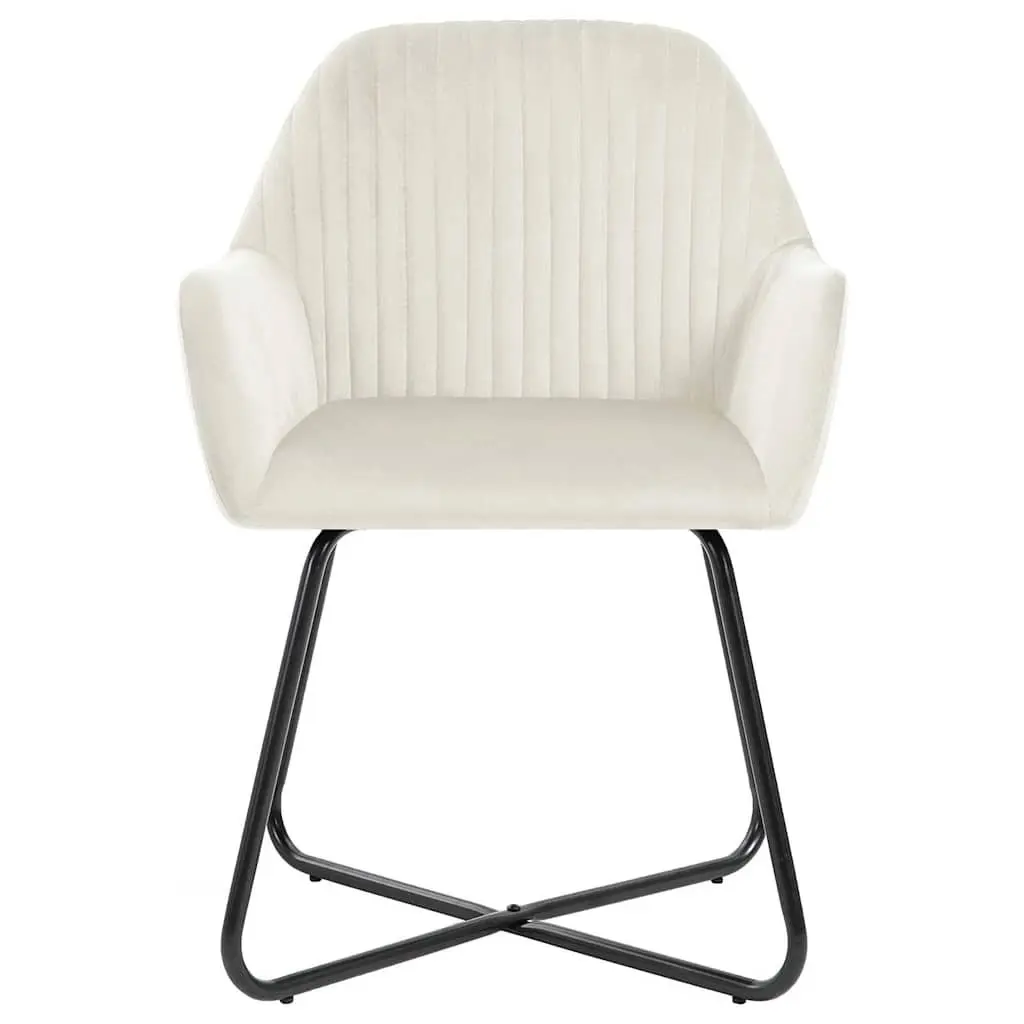 Dining Chairs Cream Velvet Set of 4 Kitchen Room Seating Furniture Armrest
