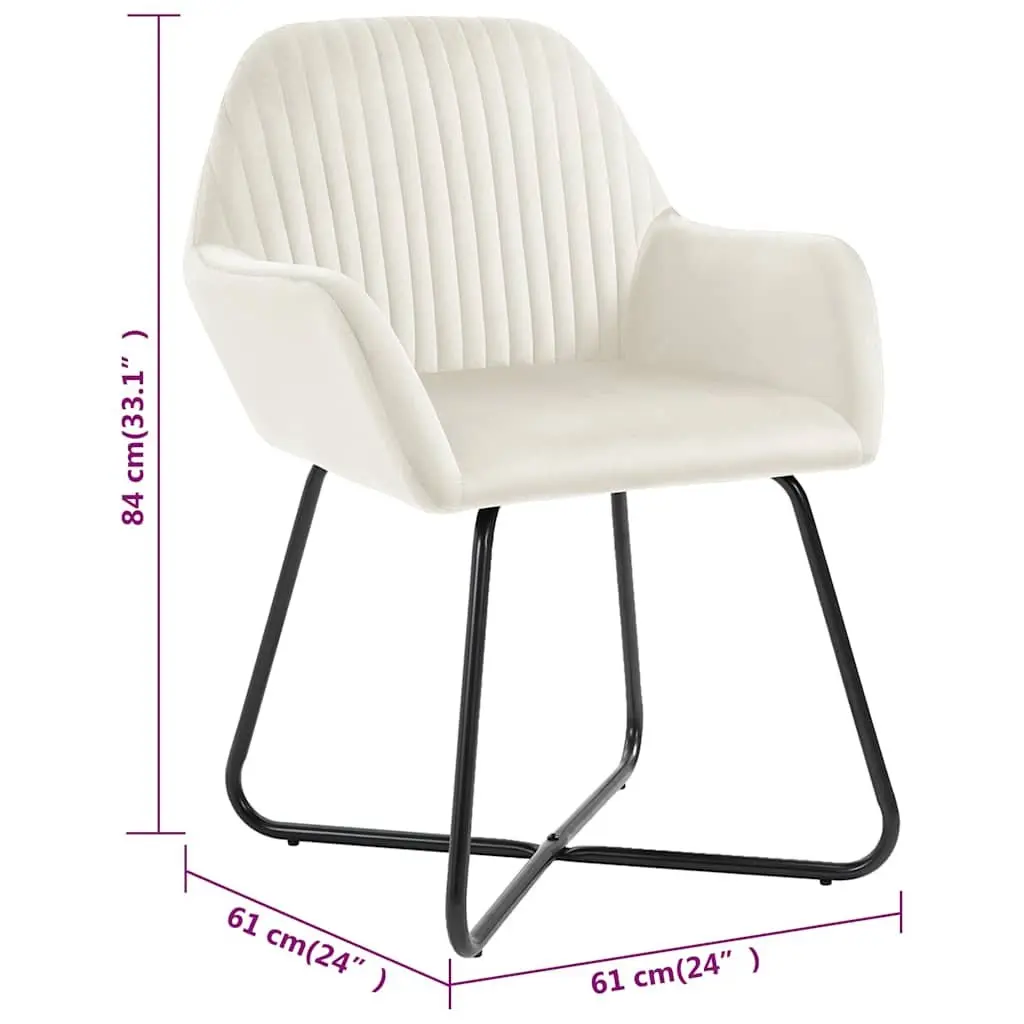Dining Chairs Cream Velvet Set of 4 Kitchen Room Seating Furniture Armrest