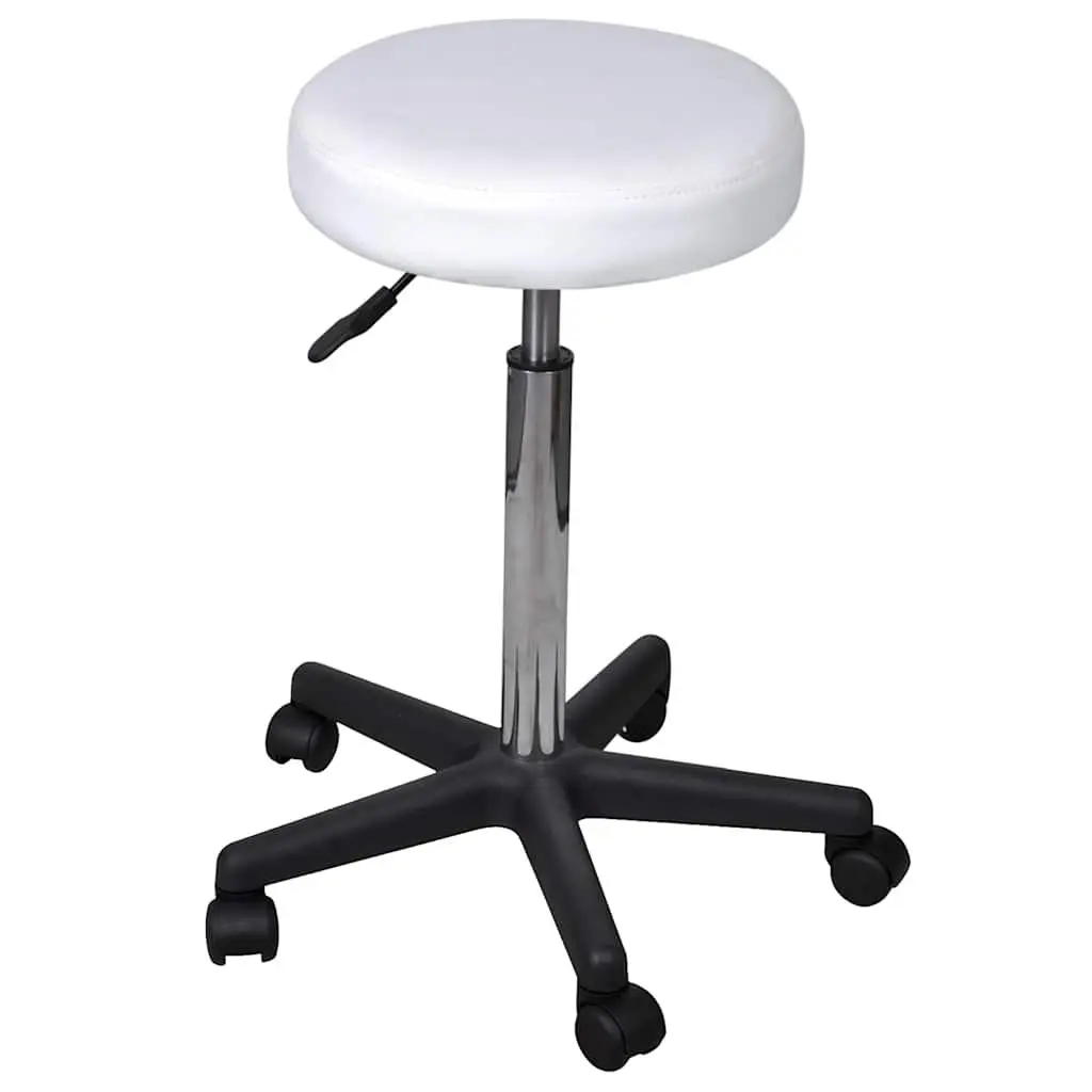 White Office Stools Set of 2 with Adjustable Height