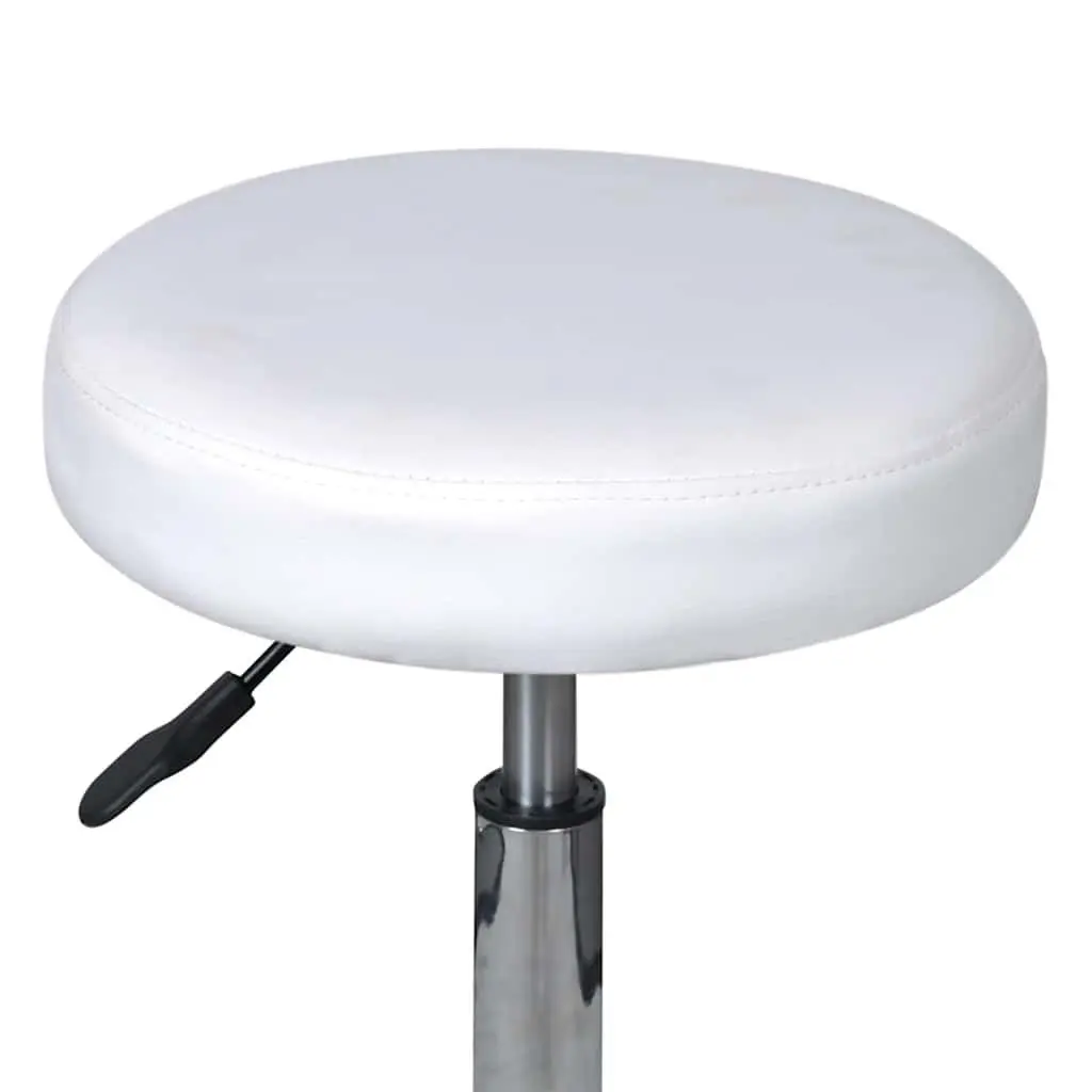 White Office Stools Set of 2 with Adjustable Height