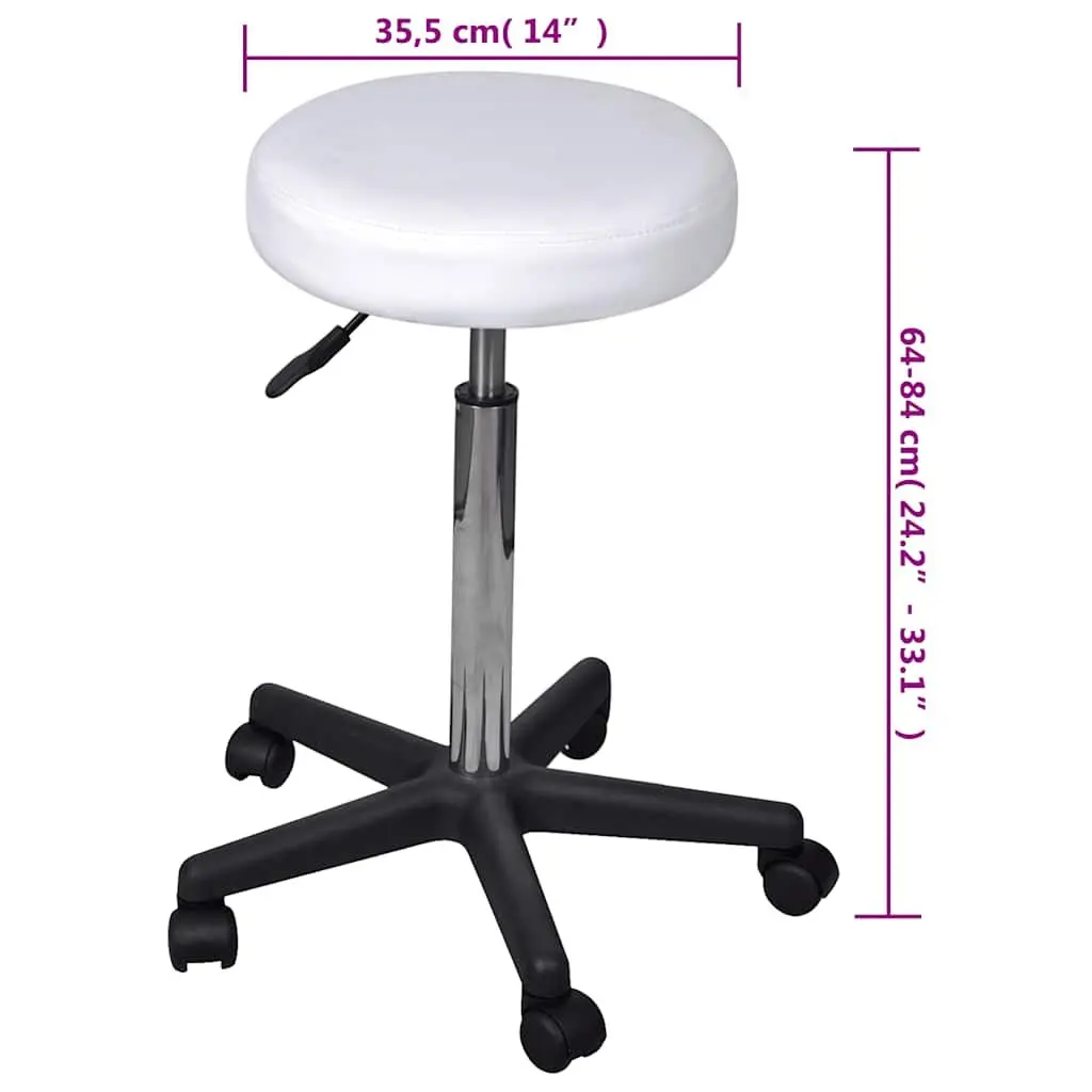 White Office Stools Set of 2 with Adjustable Height