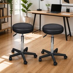 Black Adjustable Height Office Stools - Set of 2