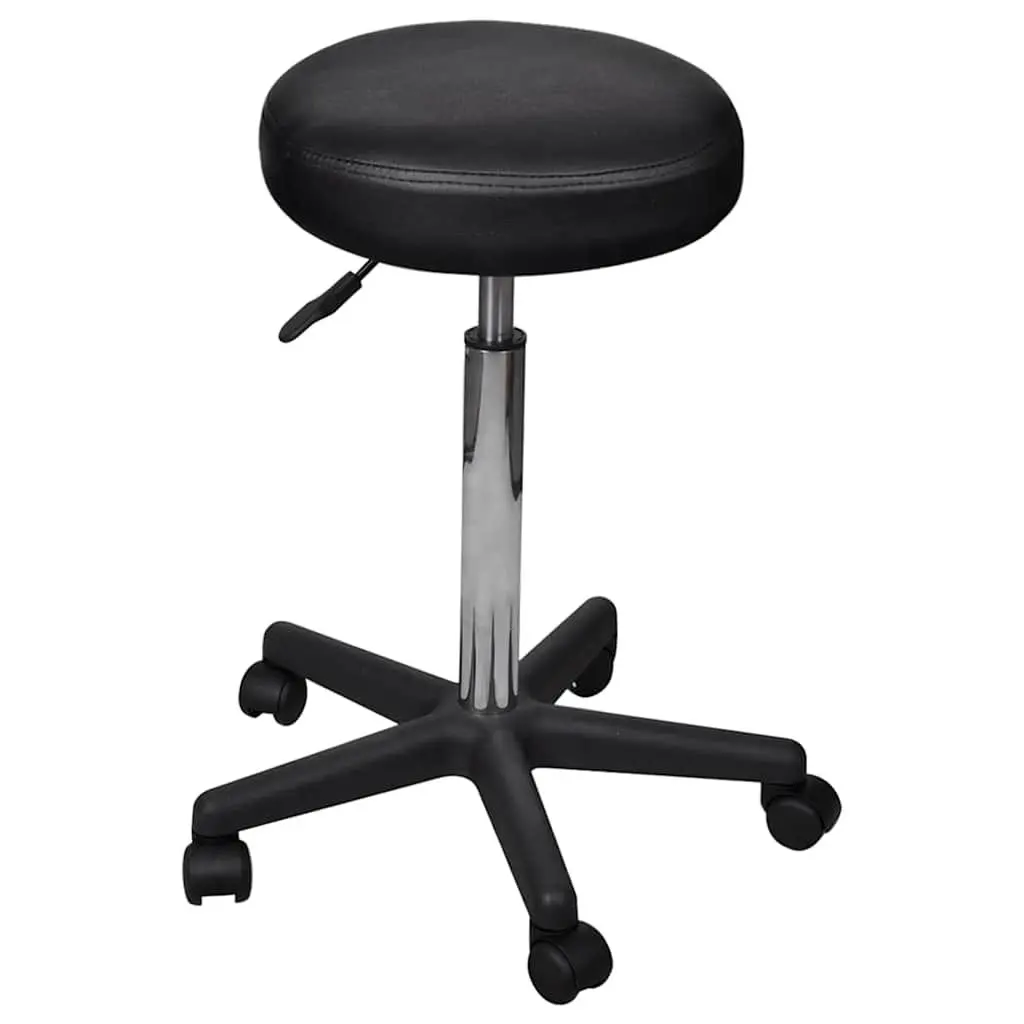 Office Stools 2 pcs Black Adjustable Height Gas Lift Modern Desk Chair Castors