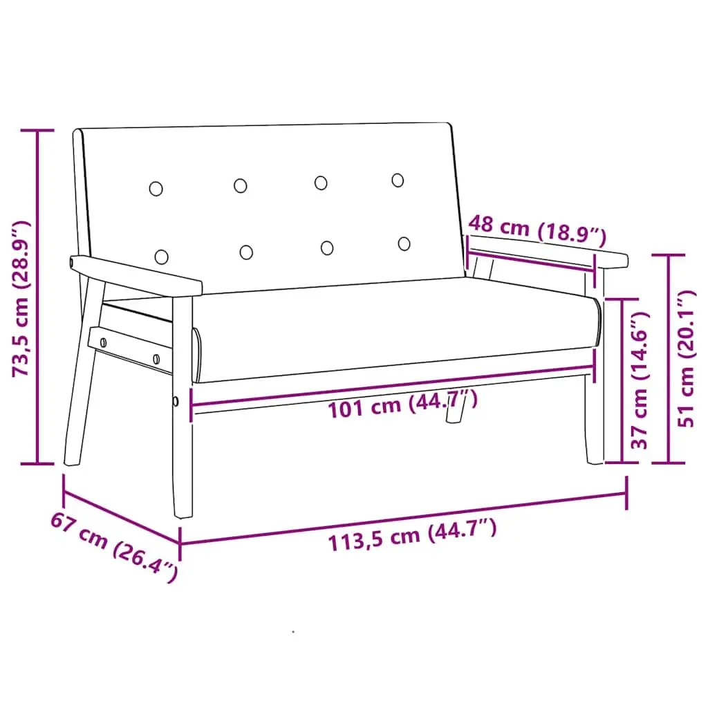 2 Piece Black Sofa Set Faux Leather 2-Seater Armchair Lounge Couch