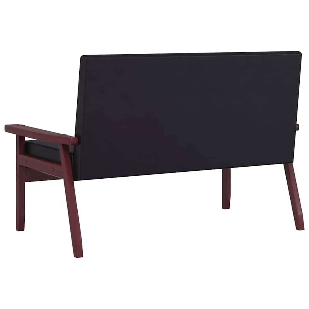 2 Piece Black Sofa Set Faux Leather 2-Seater Armchair Lounge Couch