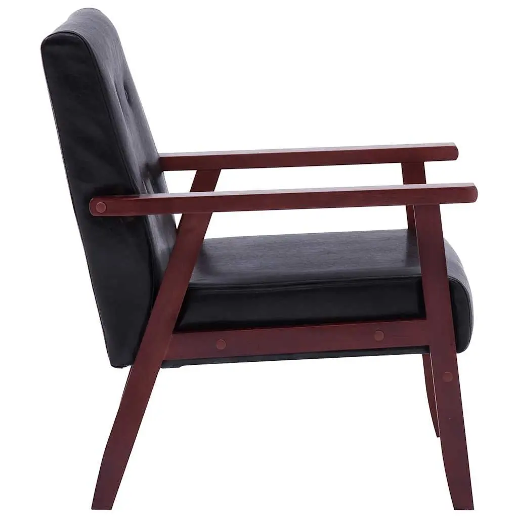 2 Piece Black Sofa Set Faux Leather 2-Seater Armchair Lounge Couch