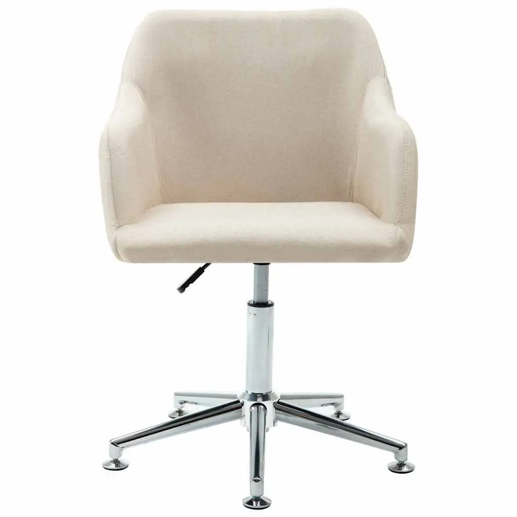 Swivel Office Chair Cream Fabric Ergonomic Height Adjustable Gas Lift