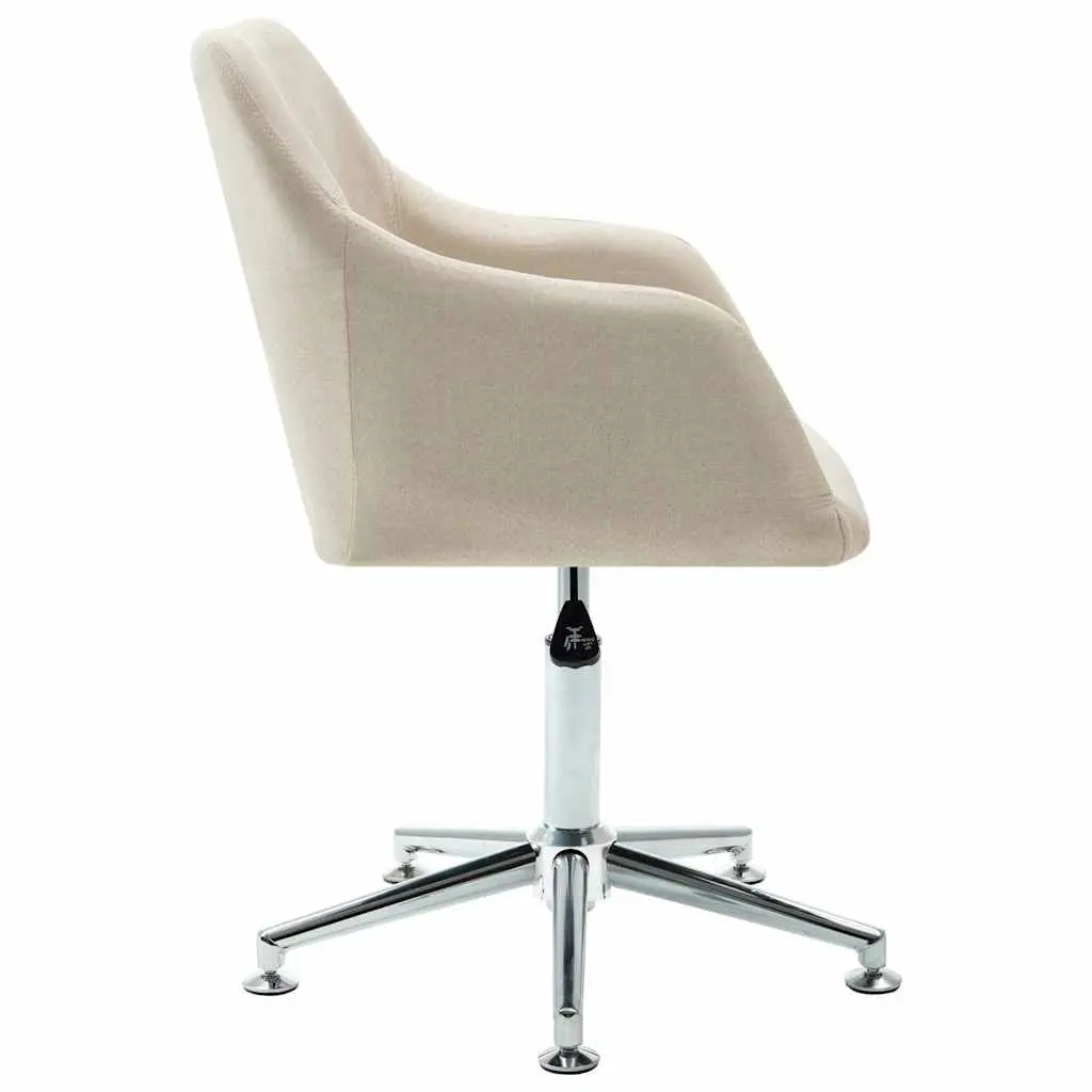 Swivel Office Chair Cream Fabric Ergonomic Height Adjustable Gas Lift