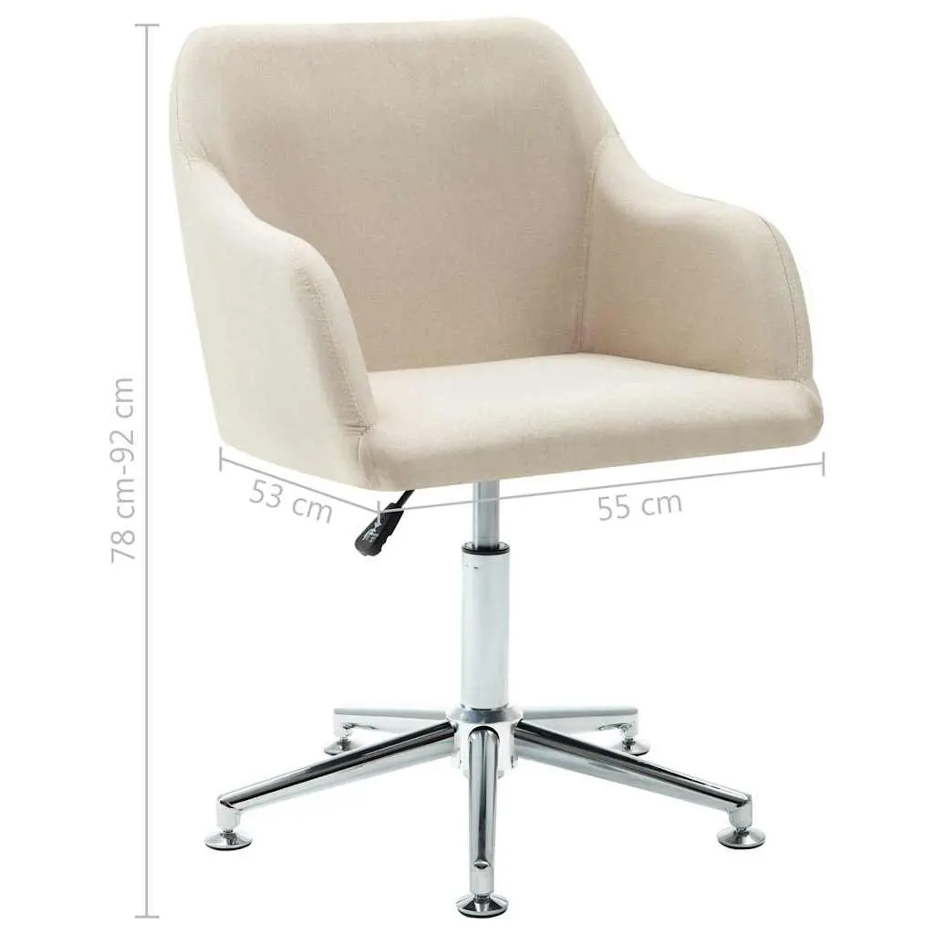 Swivel Office Chair Cream Fabric Ergonomic Height Adjustable Gas Lift