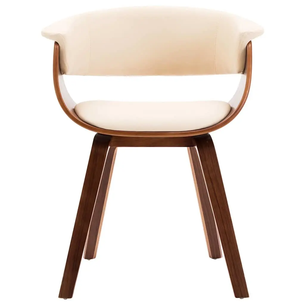 Dining Chairs Cream Bent Wood Faux Leather Set of 4
