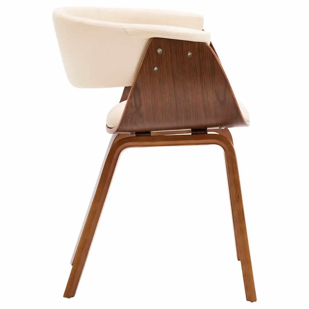 Dining Chairs Cream Bent Wood Faux Leather Set of 4