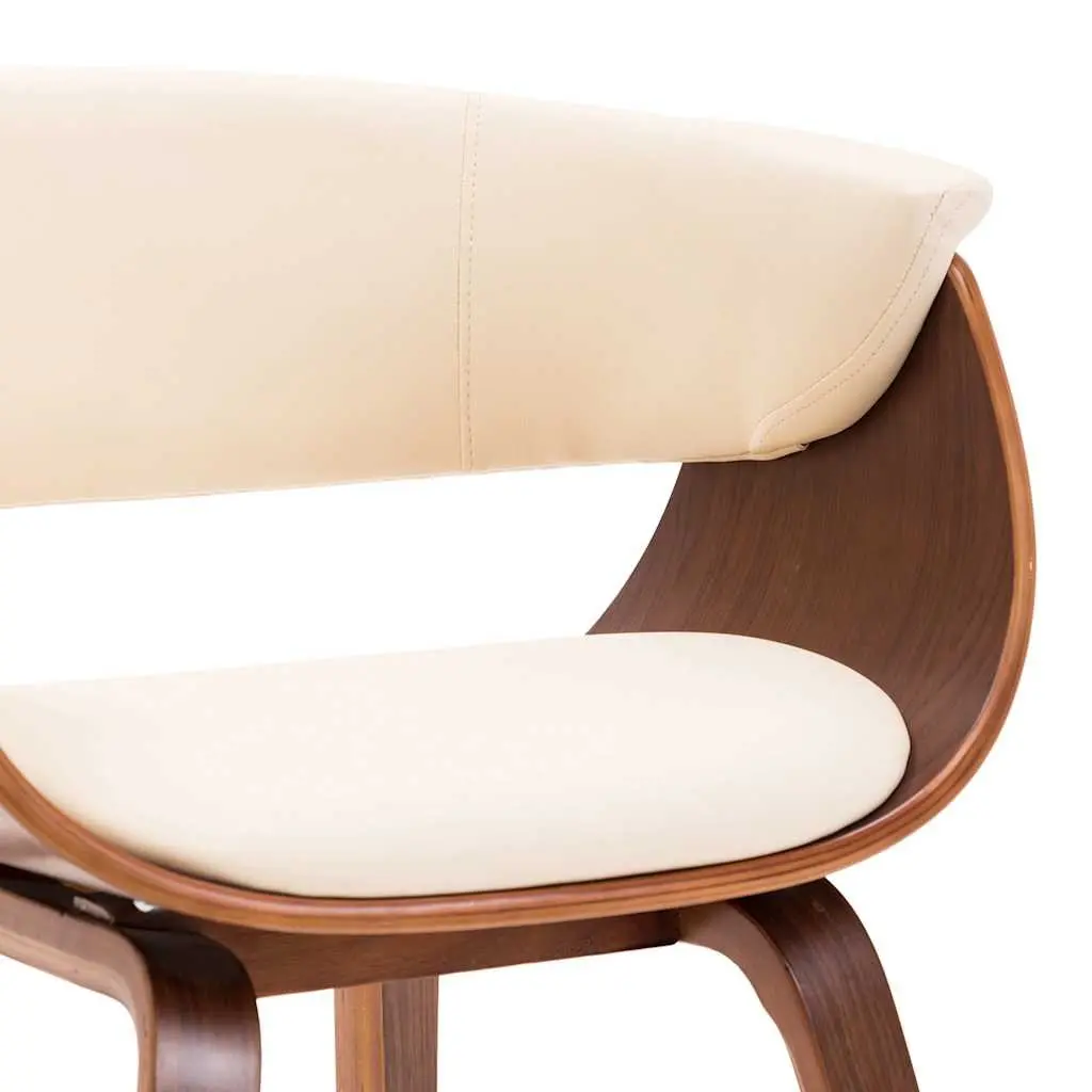 Dining Chairs Cream Bent Wood Faux Leather Set of 4