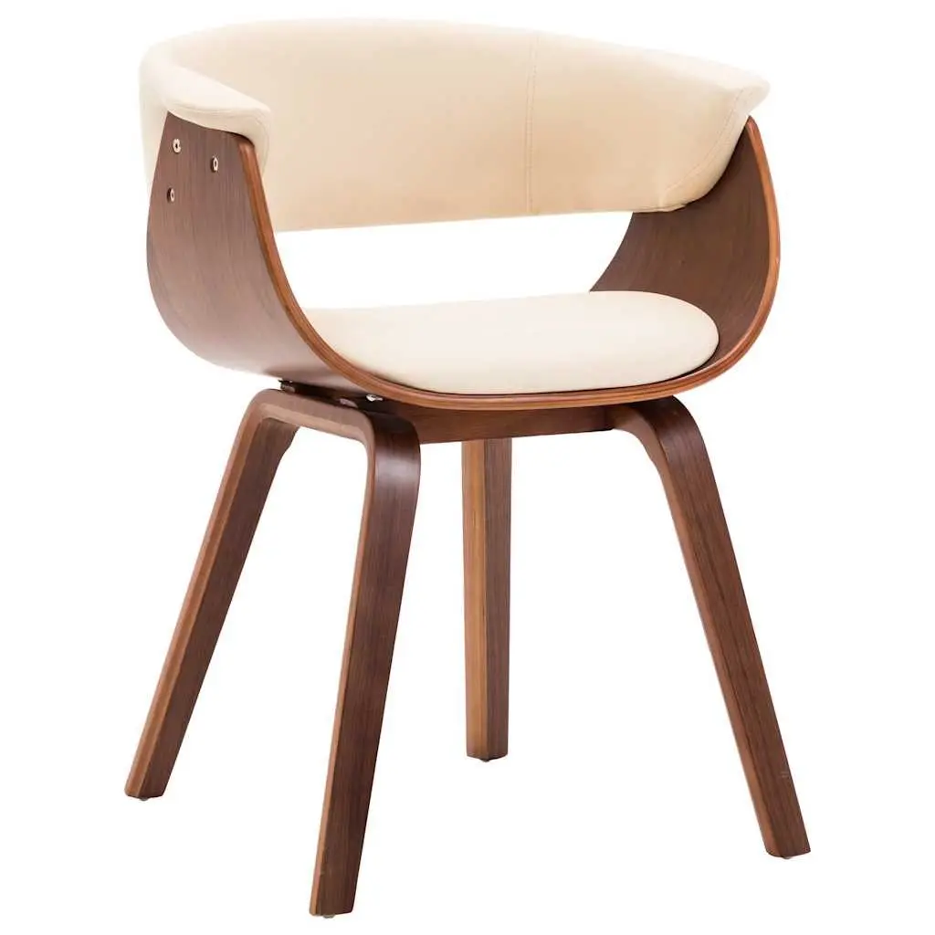 Dining Chairs Cream Bent Wood Frame Faux Leather Upholstered 6 Piece