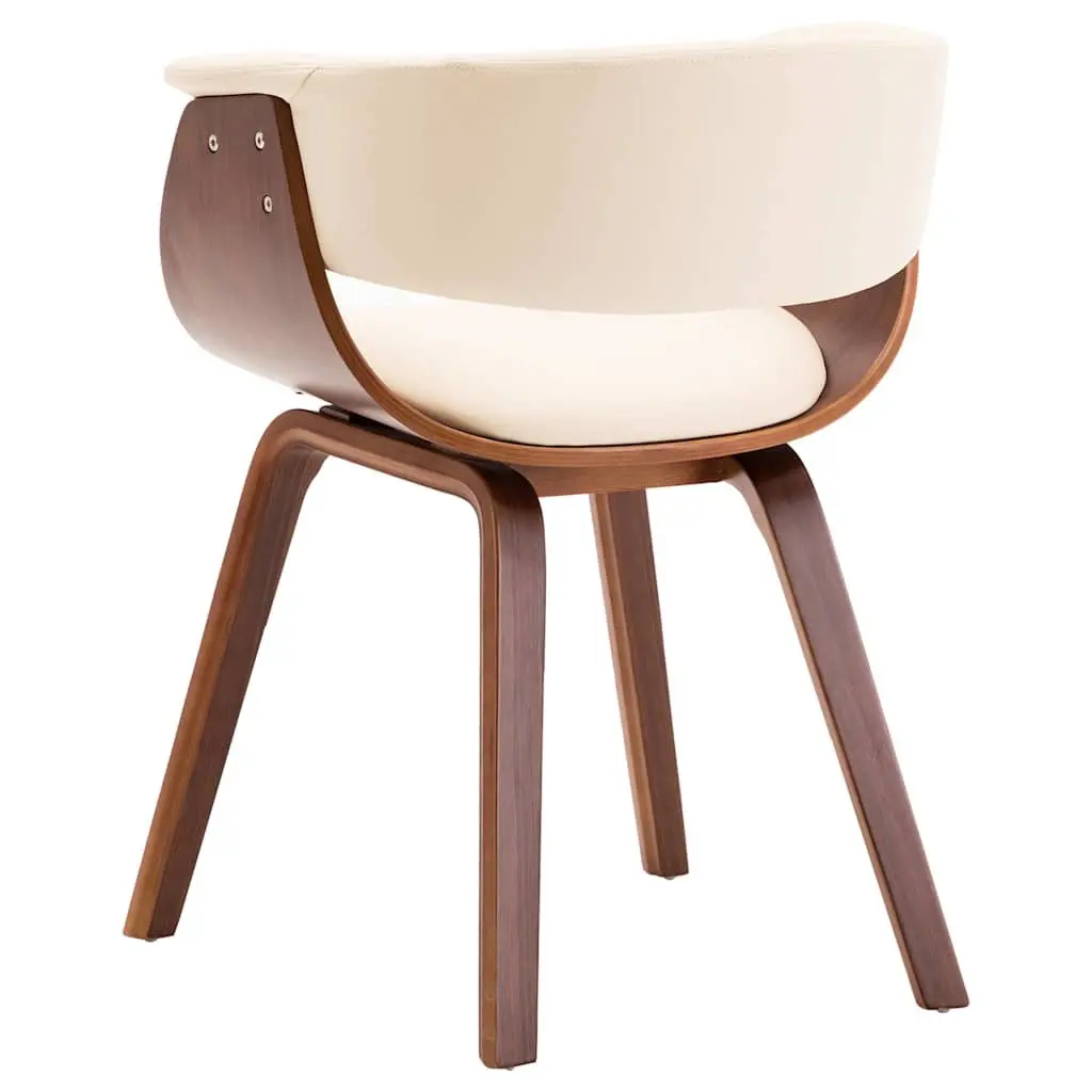 Dining Chairs Cream Bent Wood Frame Faux Leather Upholstered 6 Piece