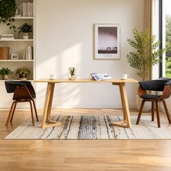 Set of 2 Grey Dining Chairs with Bent Wood Frame