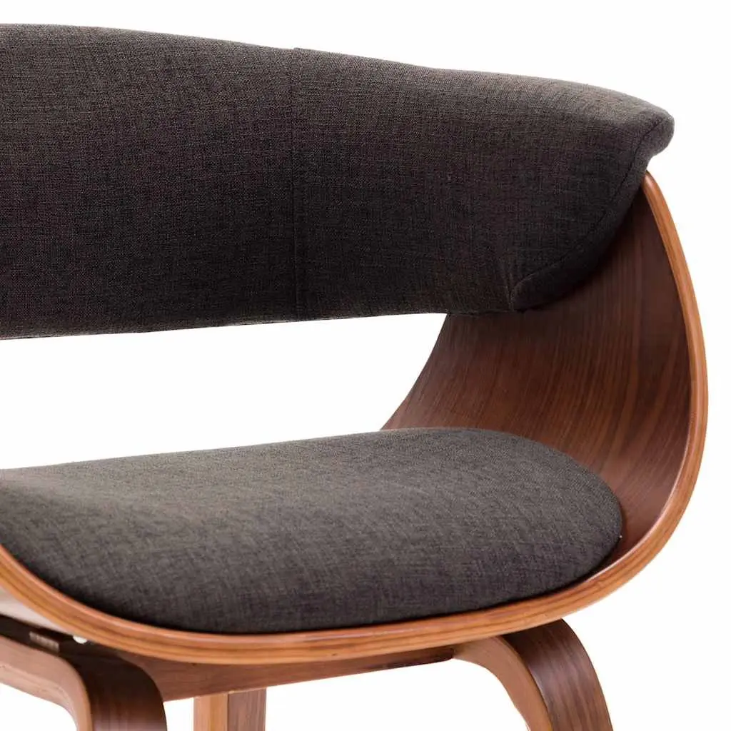 Dining Chairs Set Grey Fabric Upholstered 2 Piece Bent Wood Frame