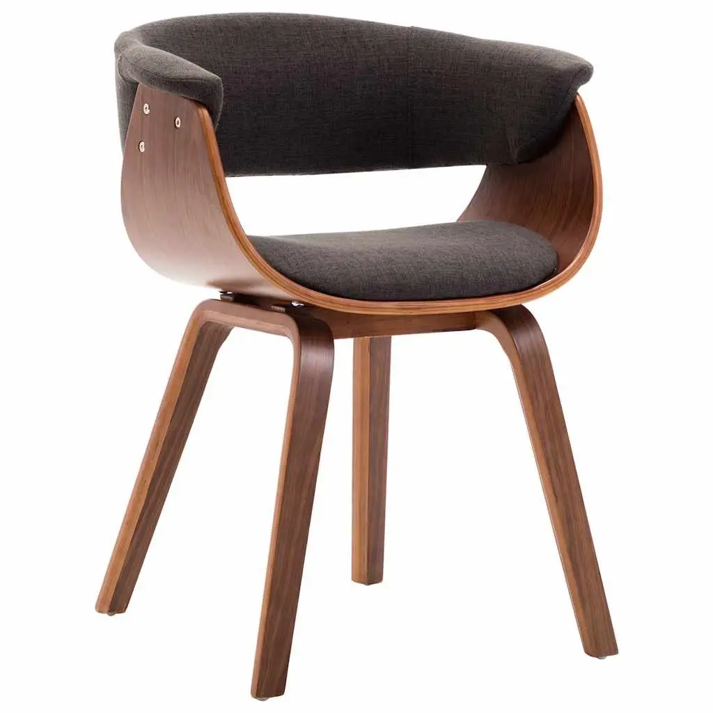Dining Chairs Set Grey Fabric Upholstered Bent Wood Frame