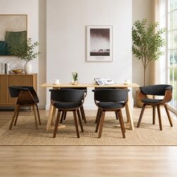 6-Piece Grey Dining Chair Set with Bent Wood Frame