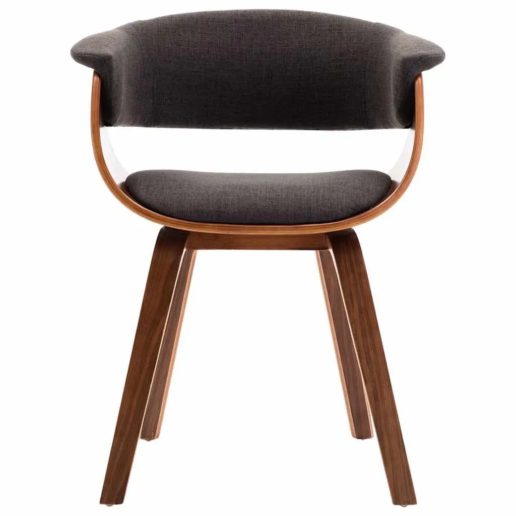 6 Piece Grey Fabric Upholstered Dining Chairs Set Bent Wood Frame Kitchen Furniture