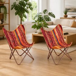 Multicolour Chindi Fabric Butterfly Chairs 2 pcs