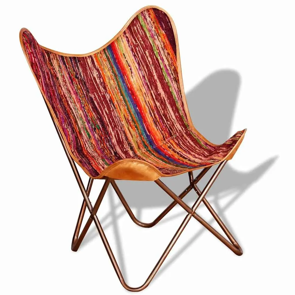 Multicolour Chindi Fabric Butterfly Chairs 2 pcs