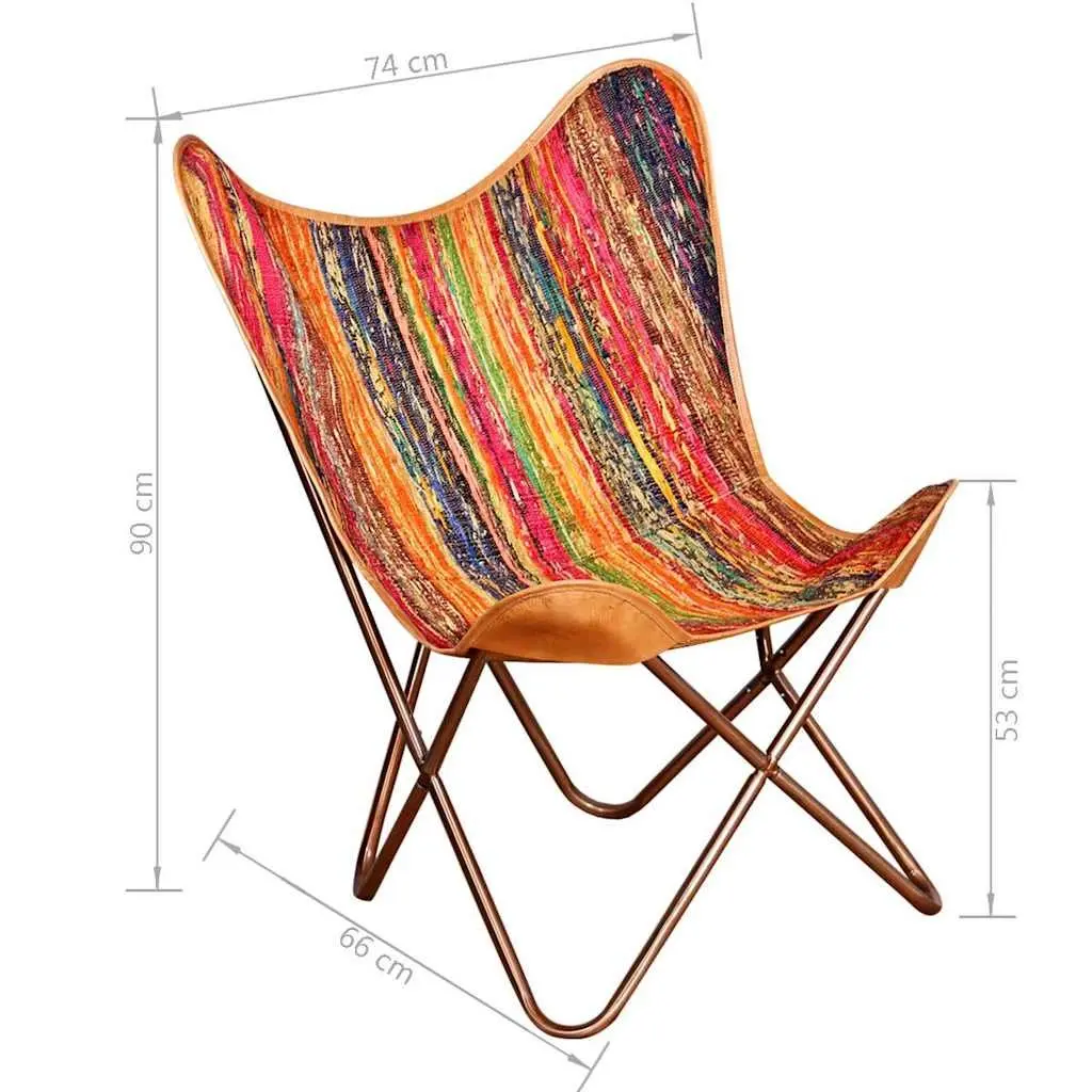 Multicolour Chindi Fabric Butterfly Chairs 2 pcs