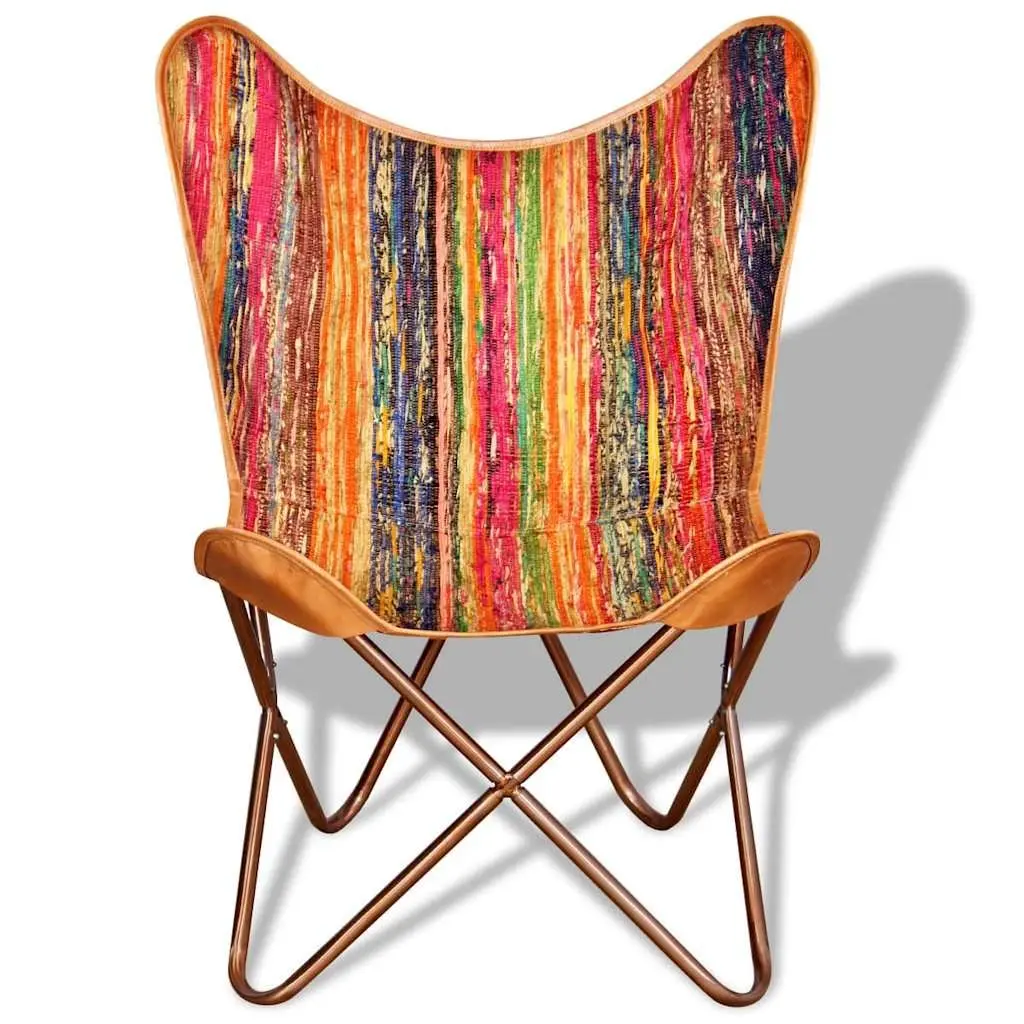 Multicolour Chindi Fabric Butterfly Chairs 2 pcs