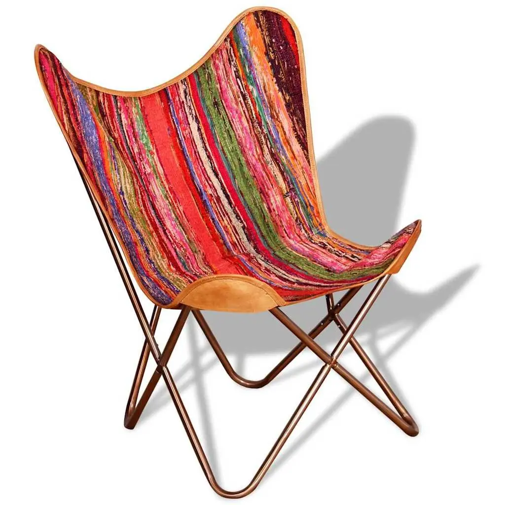 Multicolour Chindi Fabric Butterfly Chairs 2 pcs