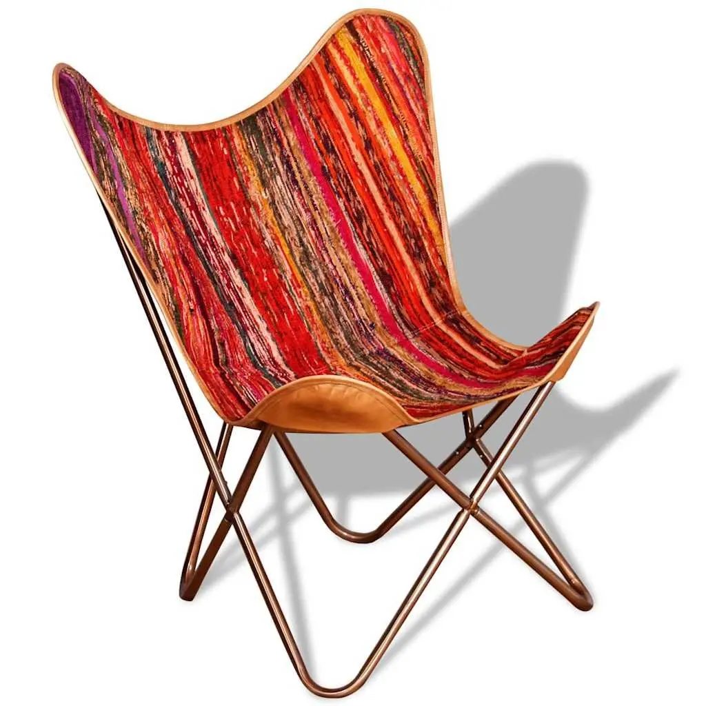 Multicolour Chindi Fabric Butterfly Chairs 2 pcs