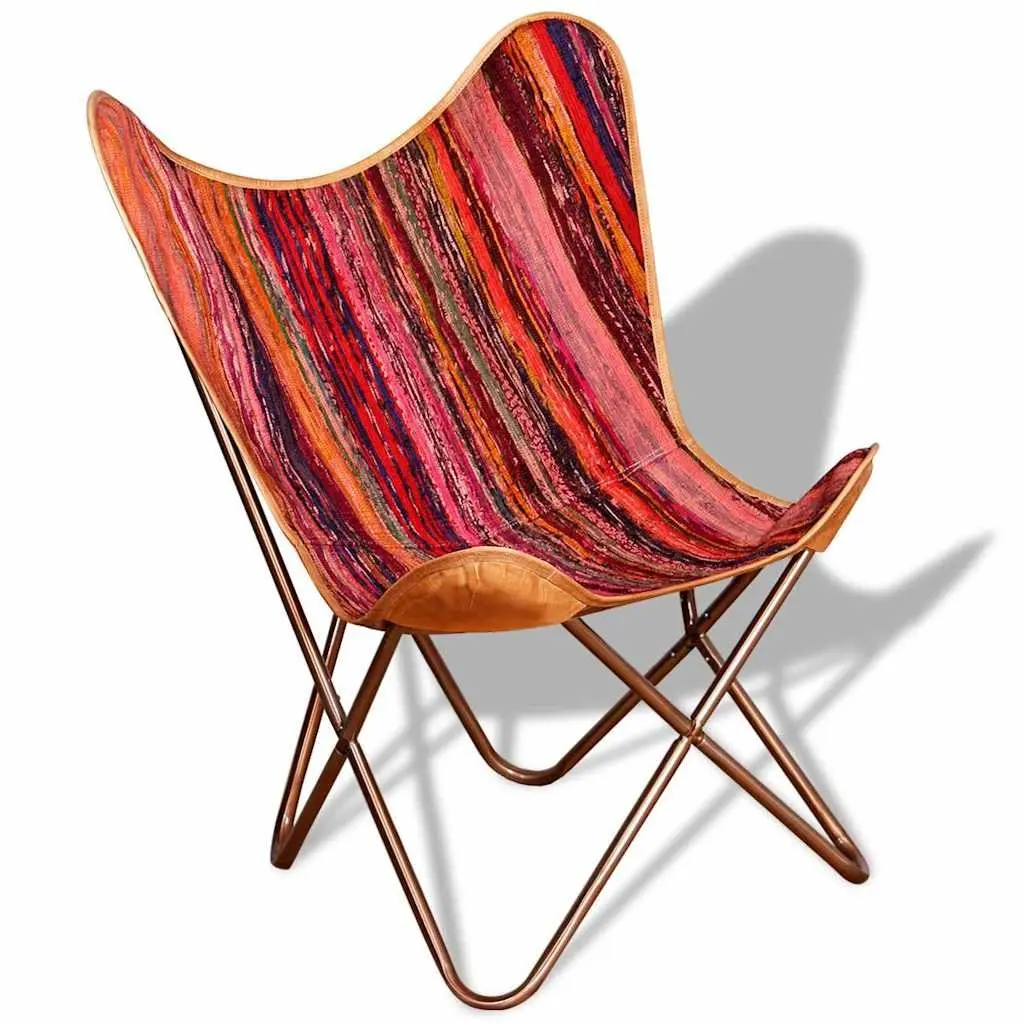 Multicolour Chindi Fabric Butterfly Chairs 2 pcs