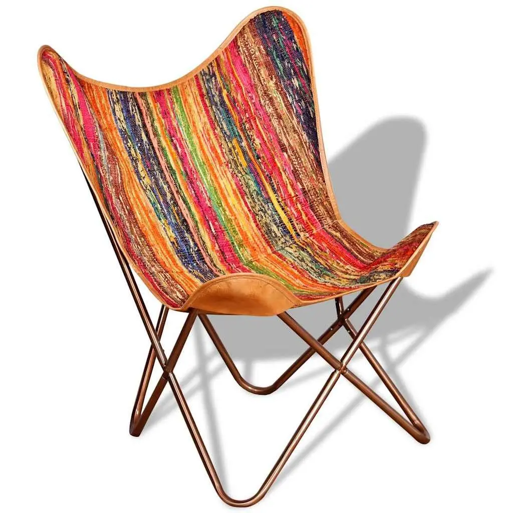 Multicolour Chindi Fabric Butterfly Chairs 2 pcs