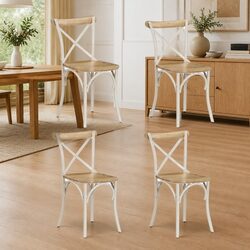Retro Open Back Dining Chairs Set of 4 in White