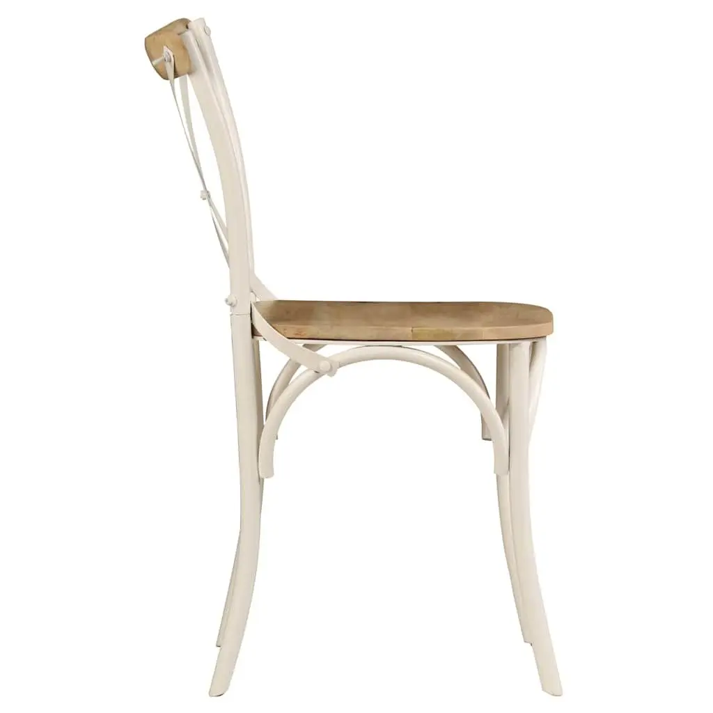 Dining Chairs 4 pcs White Kitchen Room Seating Set Retro Open Back Design