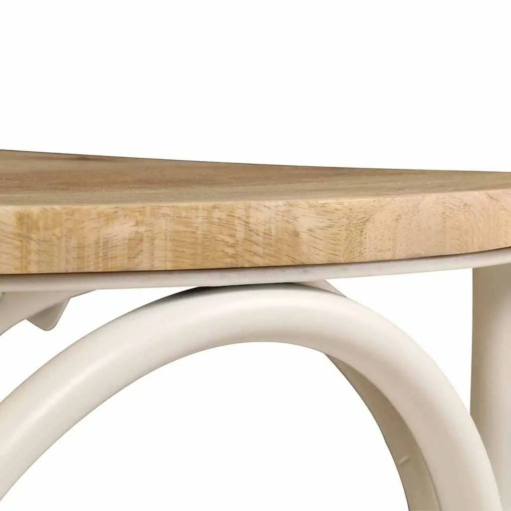 Dining Chairs Classic Open Back 6 Piece White Solid Mango Wood Steel Frame