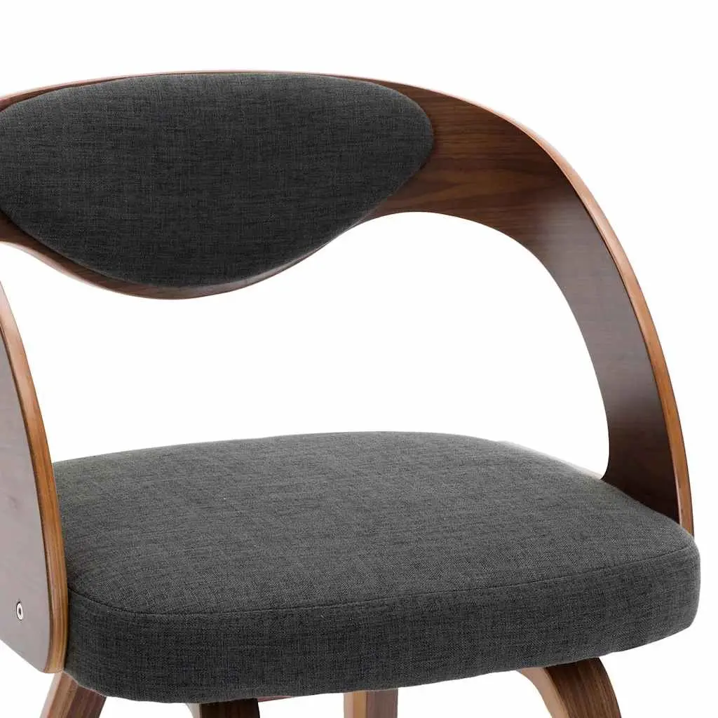 Dining Chairs Grey Fabric Upholstered 6 Piece Bent Wood Frame Kitchen Room Seating