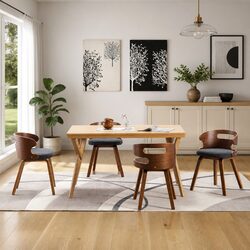 Set of 4 Elegant Grey Dining Chairs with Bent Wood Frames