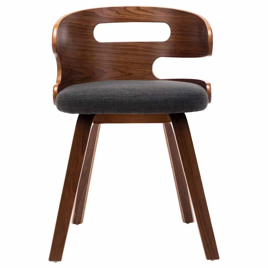 Dining Chairs Set Grey Bent Wood Frame Fabric Upholstered