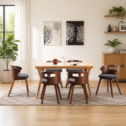 Elegant Grey Dining Chairs Set of 6 with Bent Wood Frame