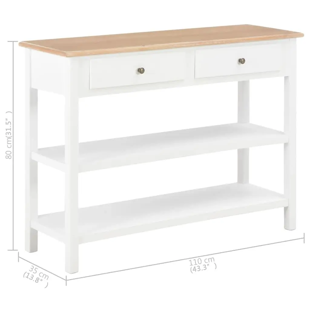 White Sideboard with 2 Drawers and 2 Shelves