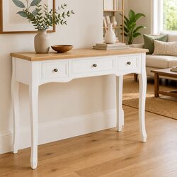 Elegant White Console Table with 3 Drawers for Living Spaces