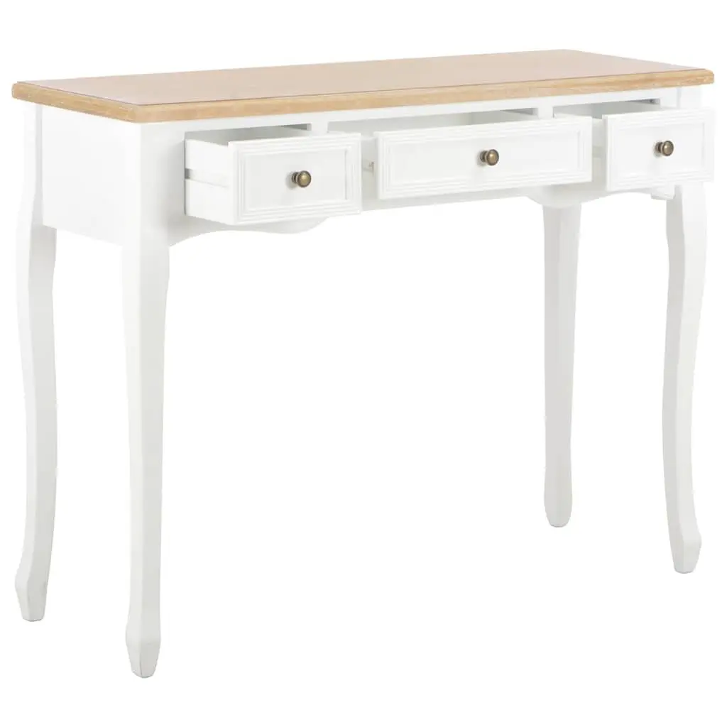 End Table Console Dressing White 3 Drawers MDF Pinewood