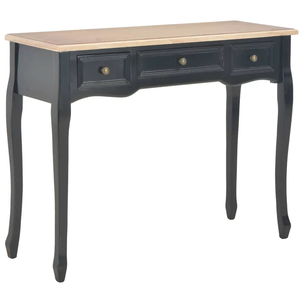 Dressing Table Black Compact MDF and Pinewood 3 Drawers