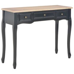 Sturdy Black Dressing Table with Three Storage Drawers