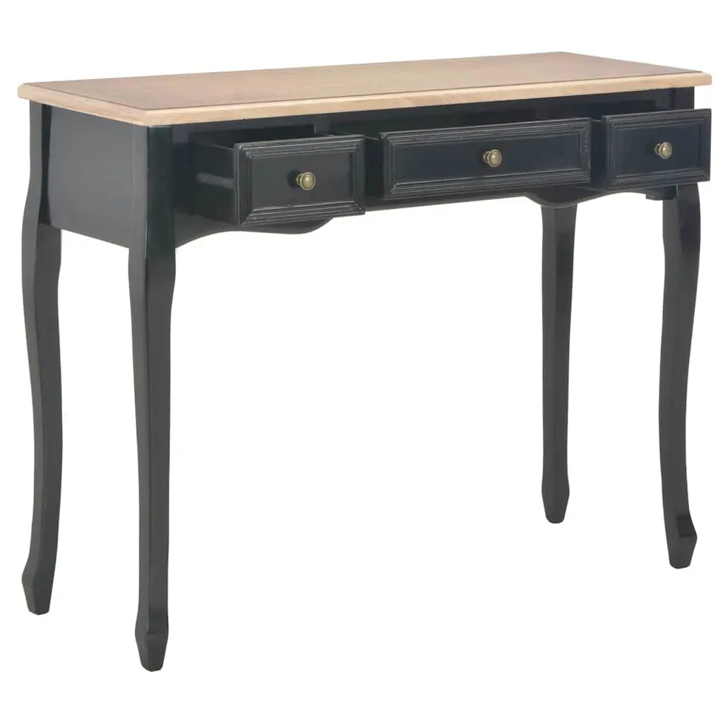 Dressing Table Black Compact MDF and Pinewood 3 Drawers