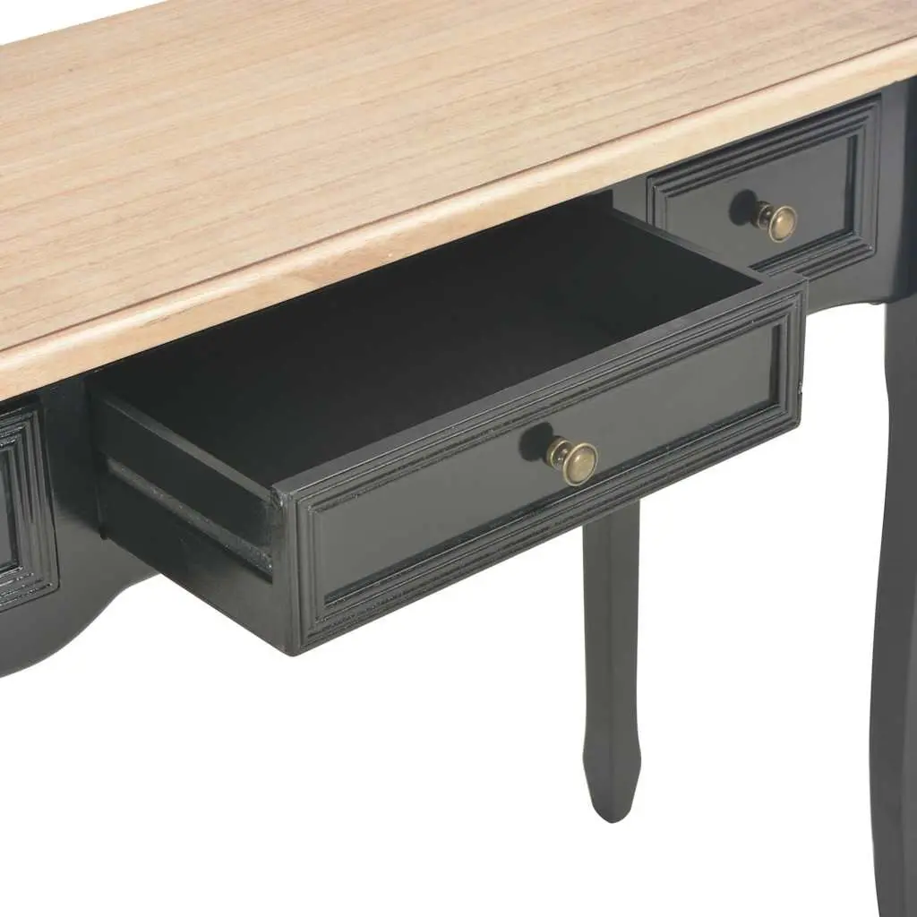 Dressing Table Black Compact MDF and Pinewood 3 Drawers