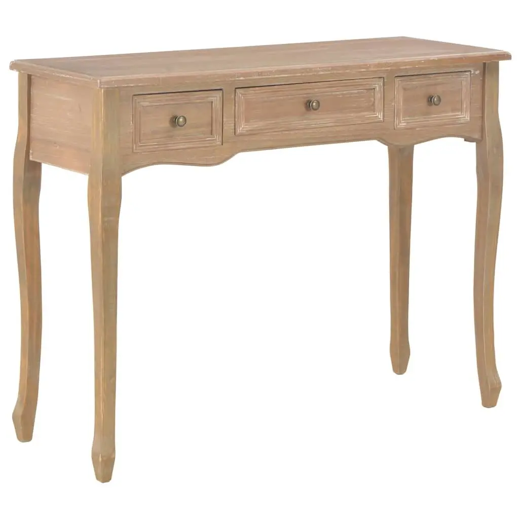 Console Dressing Table Brown 3 Drawer MDF Pinewood