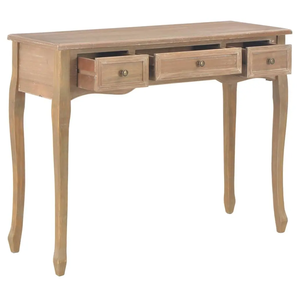 Console Dressing Table Brown 3 Drawer MDF Pinewood