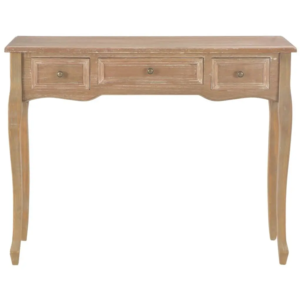 Console Dressing Table Brown 3 Drawer MDF Pinewood